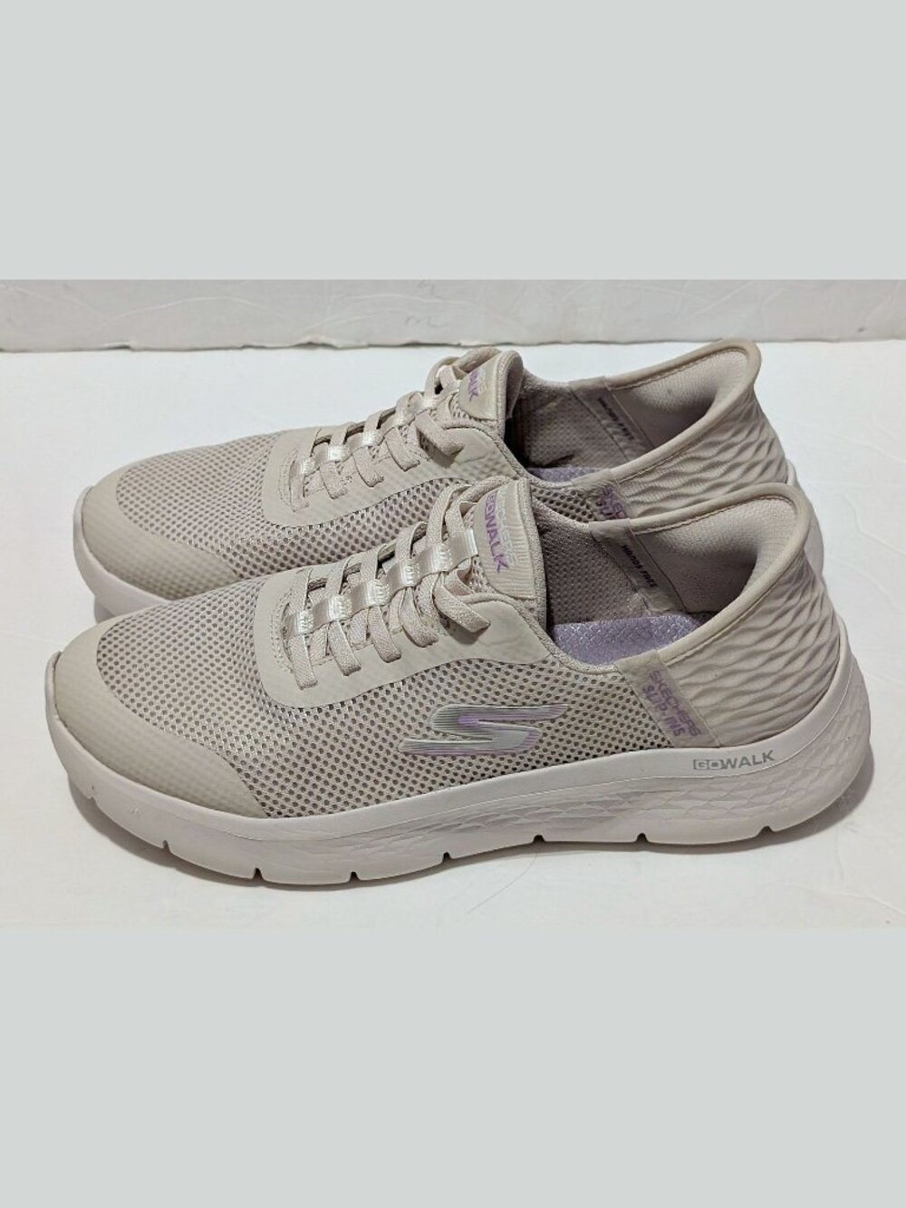 EUC SKECHERS GOwalk Flex Grand Entry Hands Free Slip-ins Mesh Off White #8